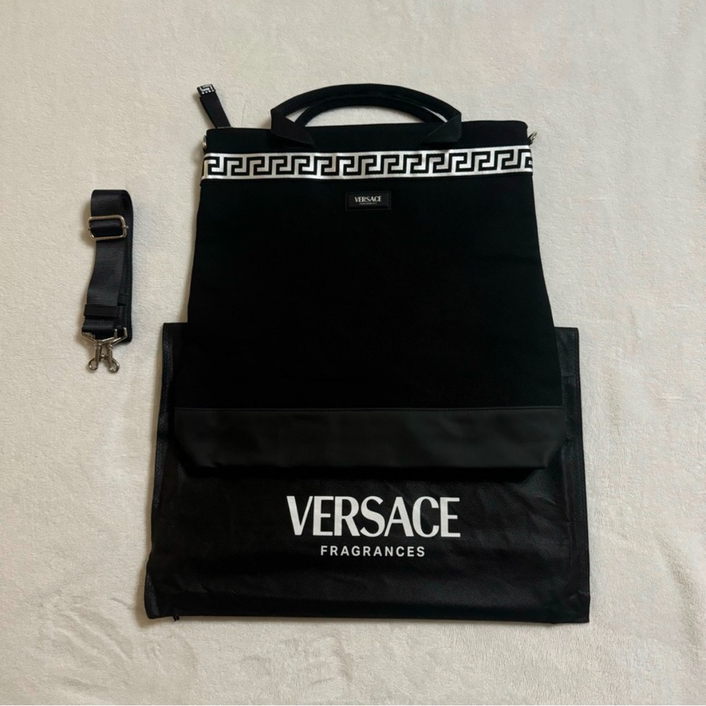 NWOT Versace Fragrances Canvas and Leather Messenger Bag!